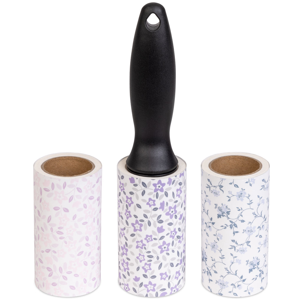 90 SHEET LINT ROLLER + 2 90 SHEET REFILLS - FLORAL