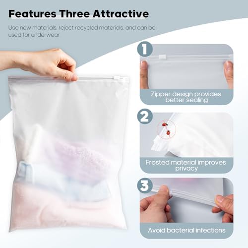 14x18 Inch Clothes Packaging Bags for Shipping, 50Pcs 2 Gallon Frosted Zipper Clothing Packaging Bags for small business, Clear Apparel Bag for Winter clothes, blankets, backpack | No Vent Holes
