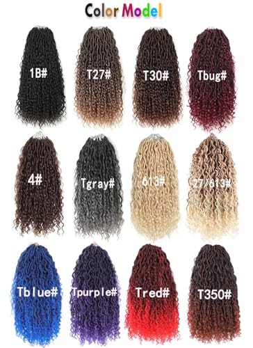 144 Roots New Goddess Locs Crochet Hair for Women 18 inch Copper Red River Faux Locs Hair with Curly Ends Boho Style Synthetic Braids (18inch T1B/350#)