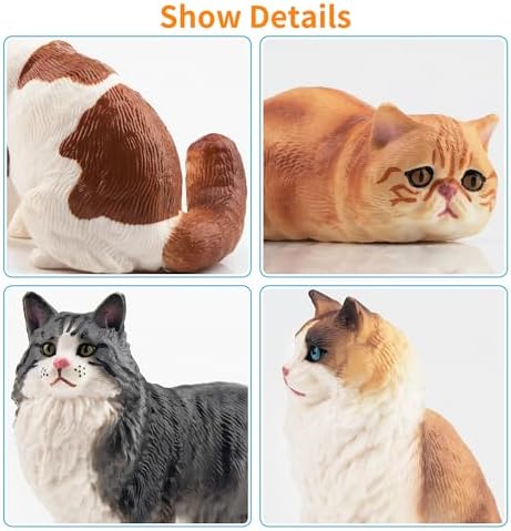 12PCS Realistic Cat Figurines, Plastic Cat Figure, Cat Cake Topper Kitten Toy Christmas Birthday Gift for Kids and Children