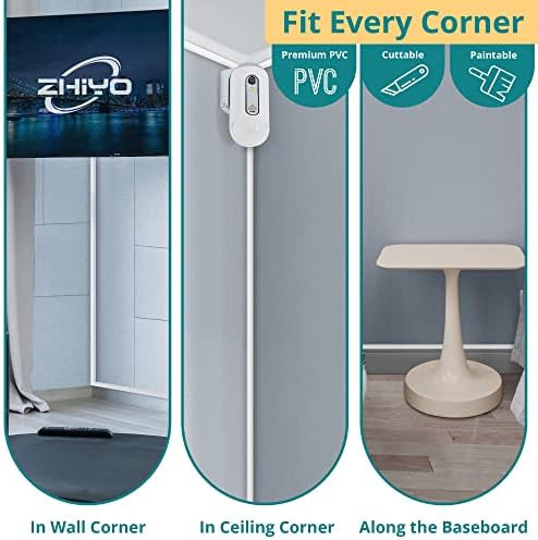 136in Corner Cable Concealer - One-Cord Corner Duct, Paintable Cord Cover, Cable Management Channel for Wall & Floor - 8 X L 17in, Black