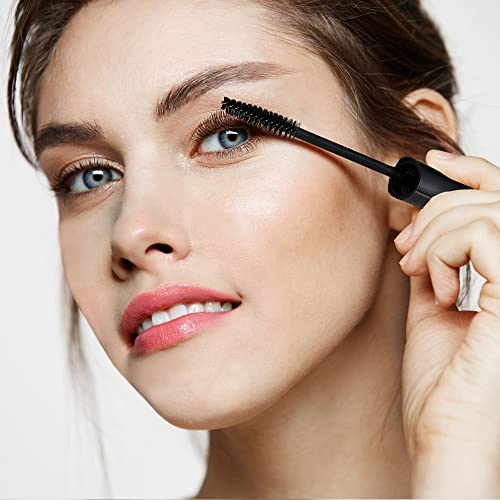 12 Pack 10ml Empty Mascara Tube with Brush Wand, YITOU Refillable Eyelash Cream Container DIY Cosmetics Bottle for Castor Oil/Eyebrow Growth Serum/Coconut Oil, 12 Rubber Inserts, 2 Funnel, Black