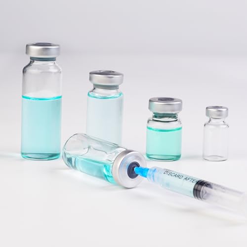 10ml Glass Vials for Injection, with Self Healing Injection Port, Transparent Sealed, Empty Vials for Injection (50, 10ml)