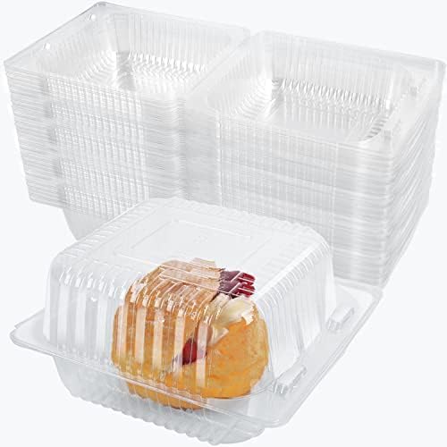 140 Pcs Clear Plastic Take out Containers,Disposable Clamshell Dessert Container with Lid, for Salads, Pasta, Sandwiches (5x4.7x2.8 in).