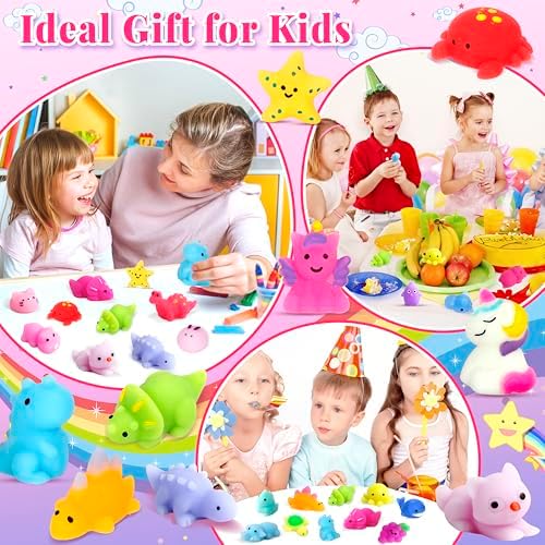150 Pack Mochi Squishy Toys Kawaii Squishies Stress Relief Toys Pack Boys Girs Party Favors Bulk Birthday Gifts Valentines Day Gifts for Kids Easter Egg Fillers Easter Hunt Basket Pinata Stuffers