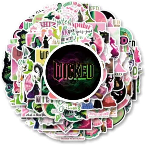 128Pcs Wicked Stickers Pack, Witch Aesthetic Vinyl Waterproof Sticker Decals for Water Bottle,Laptop,Phone,Skateboard,Scrapbooking,Bumper Choice for Teens Adults Fans for Party Supply
