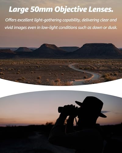 10x50 Binoculars for Adults and Teens – HD Optics for Bright and Clear Viewing, Perfect for Bird Watching, Hunting, Sports, and Stargazing – Durable, Wide Field, and Low-Light Performance