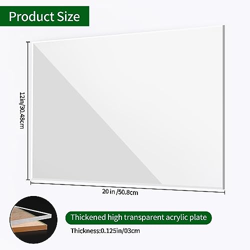 12 x 20 Acrylic Sheet 1/8 inch Thick 3mm, Lesnlok 4 Pieces Clear Plexiglass Sheet, for Sign,Craft, Photo Frame, DIY Display Projects…