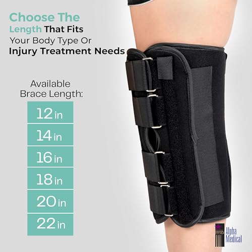 12” Long Adjustable Three Panel Orthopedic Knee Immobilizer – Supportive & Adjustable Side Panels – Knee Brace Stabilizer – Knee Immobilization L1830