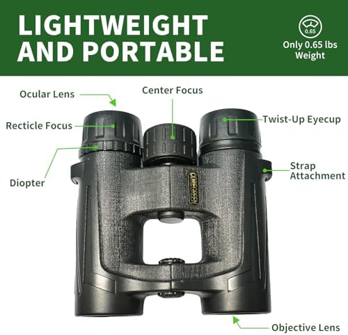 12x26 Compact Binoculars for Adults, Large Eyepiece Waterproof Binocular with Low Light Vision, High Powered Easy Focus Durable Binoculars for Bird Watching Hunting Travel Sightseeing
