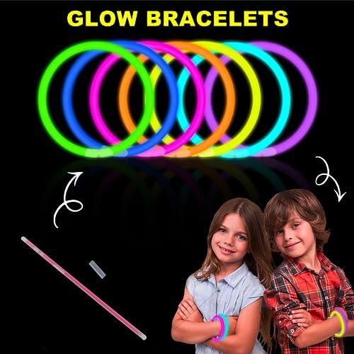 12 Pack Glow Glasses Toys Gifts with 40 Glow Sticks & Connectors (for 12 Glow Heart Glasses & 16 Bracelets), Easter Neon Light Up Party Favor Supplies for Birthday Wedding Camping Dance (kids&Adults)
