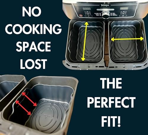 10QT Air Fryer Silicone Liners - Ninja DZ401/DZ550 Premium Rectangular Air fryer Silicone Pot Baking Tray for Ninja Dual DZ401/DZ550 Reusable Replacement Basket | 2PCS