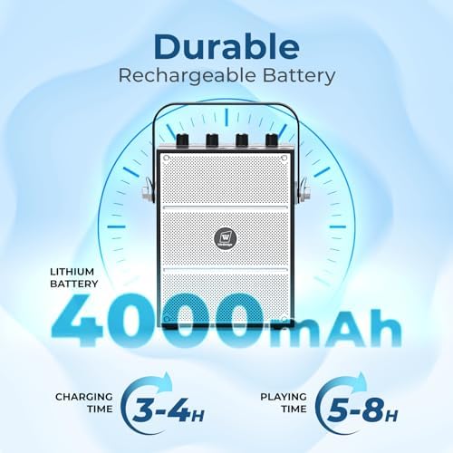 100W Powerful Voice Amplifier with 2 Wireless Microphones, Big Pro Sound Portable Speaker with Microphone, Bluetooth Speaker PA System Karaoke Machine Support BT/USB/TF Card/Aux/Guitar S99