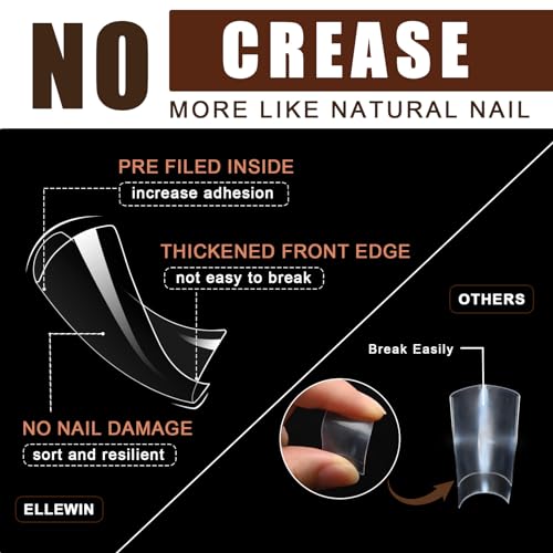 1000PCS Nail Tips Short Square French Duck Nail Tips Soft Clear False Nails Y2K Duck Feet Style Half Cover for Acrylic Nails Kit 10 Sizes 2 Shapes-Shape for Salon Home DIY Gifts