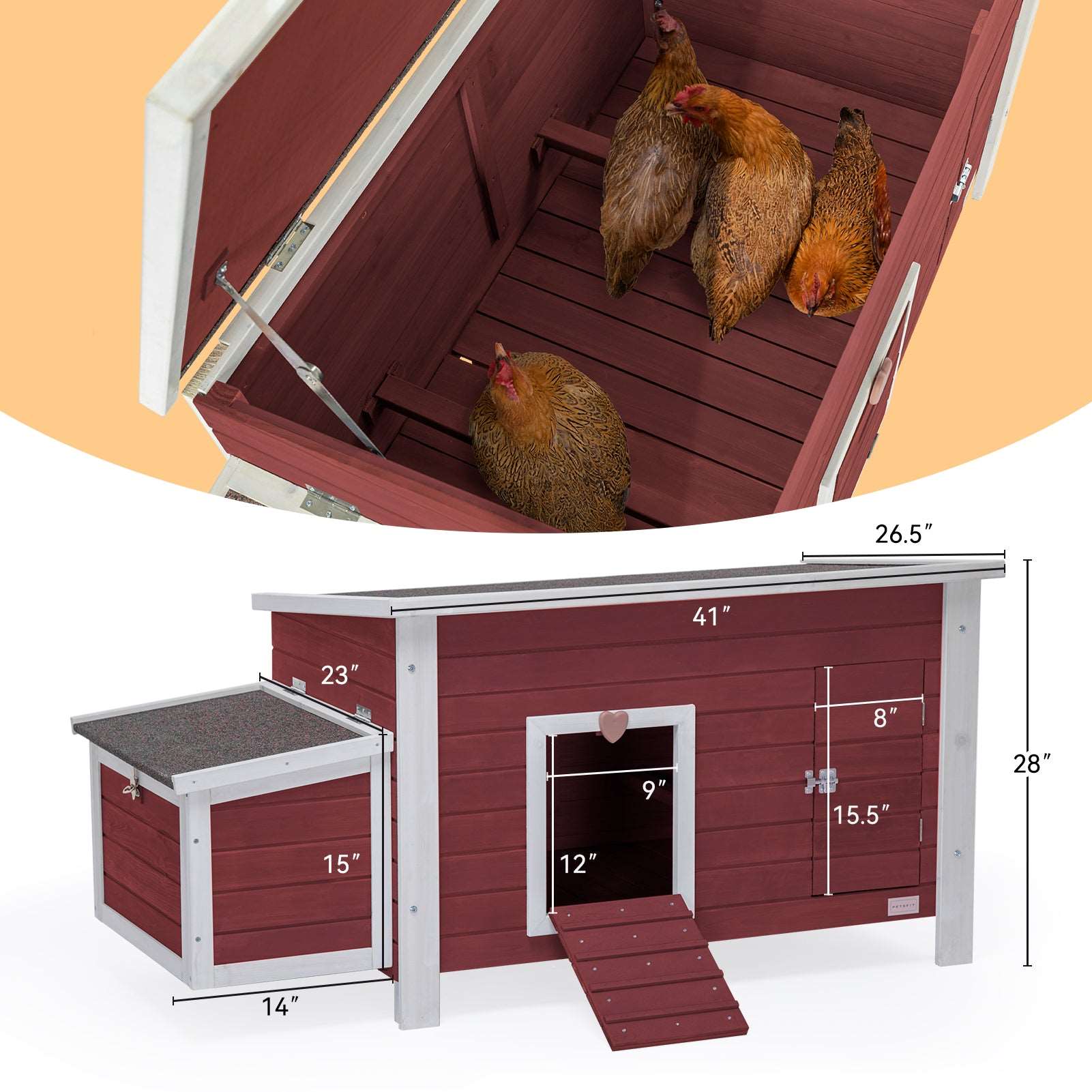 PETSFIT Large Chicken Coop For Sale with Perches Wooden Outdoor Weatherproof