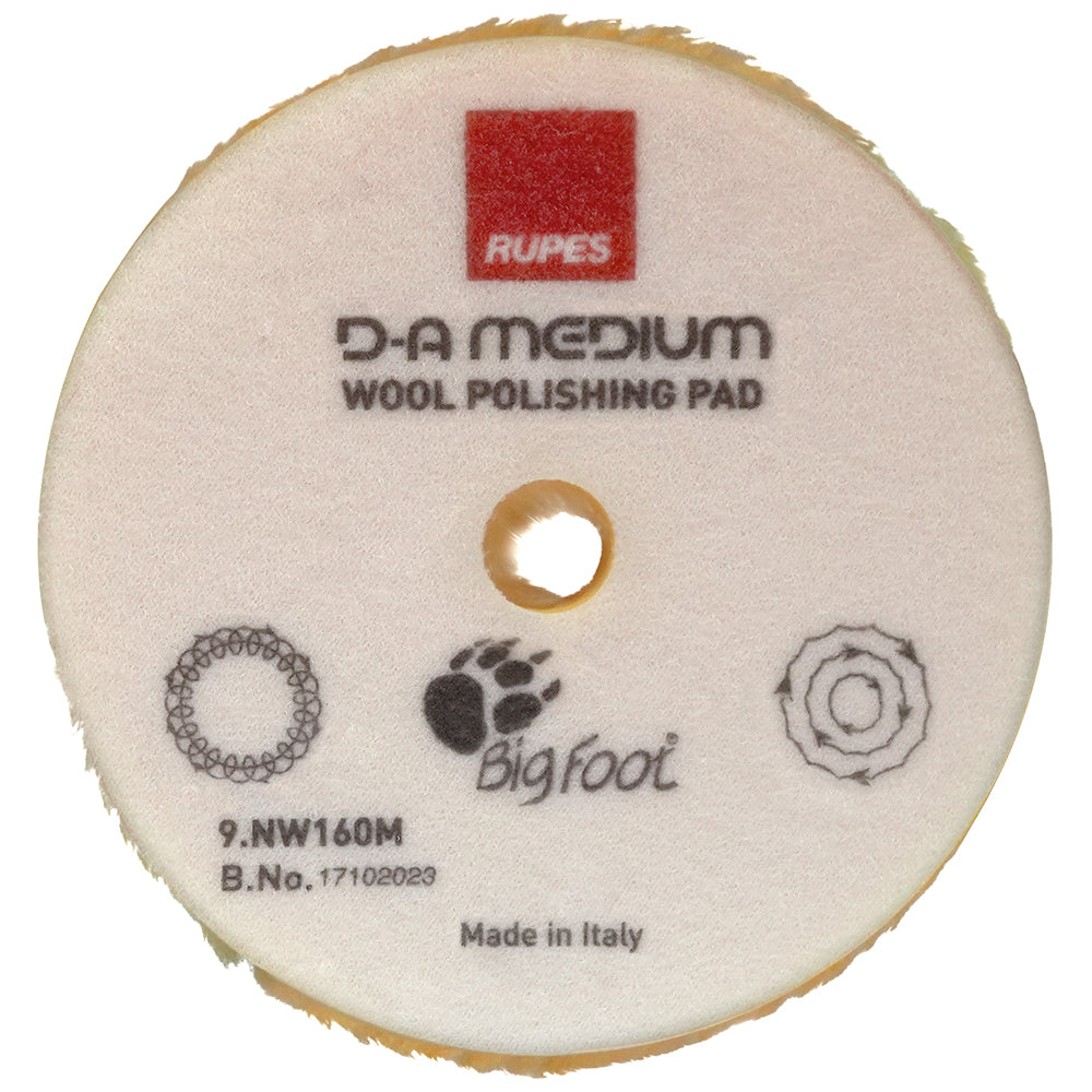 RUPES D-A Medium Wool Polishing Pad, 9.NW160M - 6", Yellow
