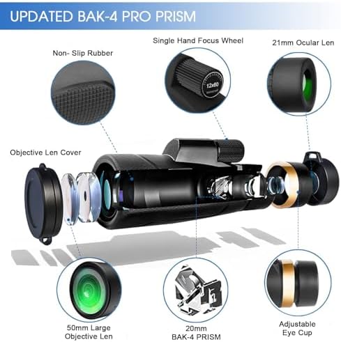 12x60 Monocular Telescope with Smartphone Holder & Sturdy Tripod, High Powered SMC & BAK4 Scope, Birthday Gifts for Men Dad Him Husband Teen, Outdoors Survival Hiking Gear, White Elephant Gift