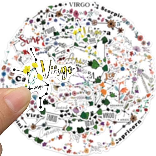 100Pcs Constellation Flowers Stickers Zodiac Signs Flowers Decals Vinyl Waterproof Floral Stickers for Teens Adults Journaling Water Bottle Laptop Skateboard Scrapbook Hydroflask for Kids Teens DIY Decorations(Constellation Flowers)