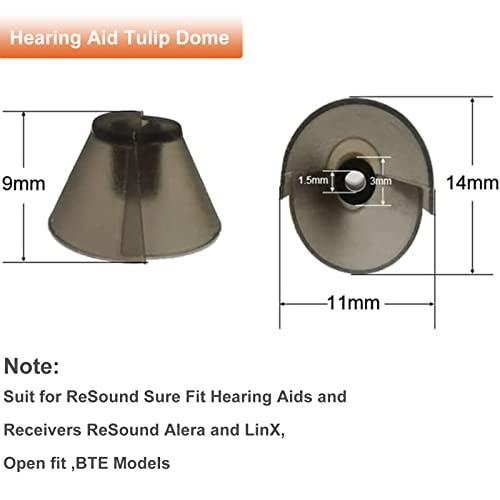 12 Counts GN Resound Sure Fit Hearing Aid Tulip Domes For Standard Receiver BTE Hearing Amplifier With Carry Case