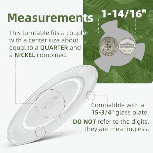 15.75" Microwave Turntable Plate Compatible with Whirlpool W11373838 W10832238 W11340343, 15-3/4 inch Replacement Microwave Glass Plate for KitchenAid 461967721091