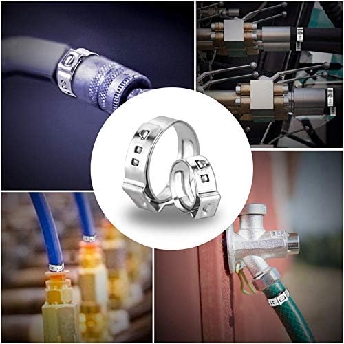 130 Pieces 1/4" - 1-1/8" Single Ear Hose Clamps 304 Stainless Steel PEX Cinch Clamps Stepless Cinch Crimp Rings Pinch Clamps for Pipe Fitting Connections (10 Sizes 6-29mm)