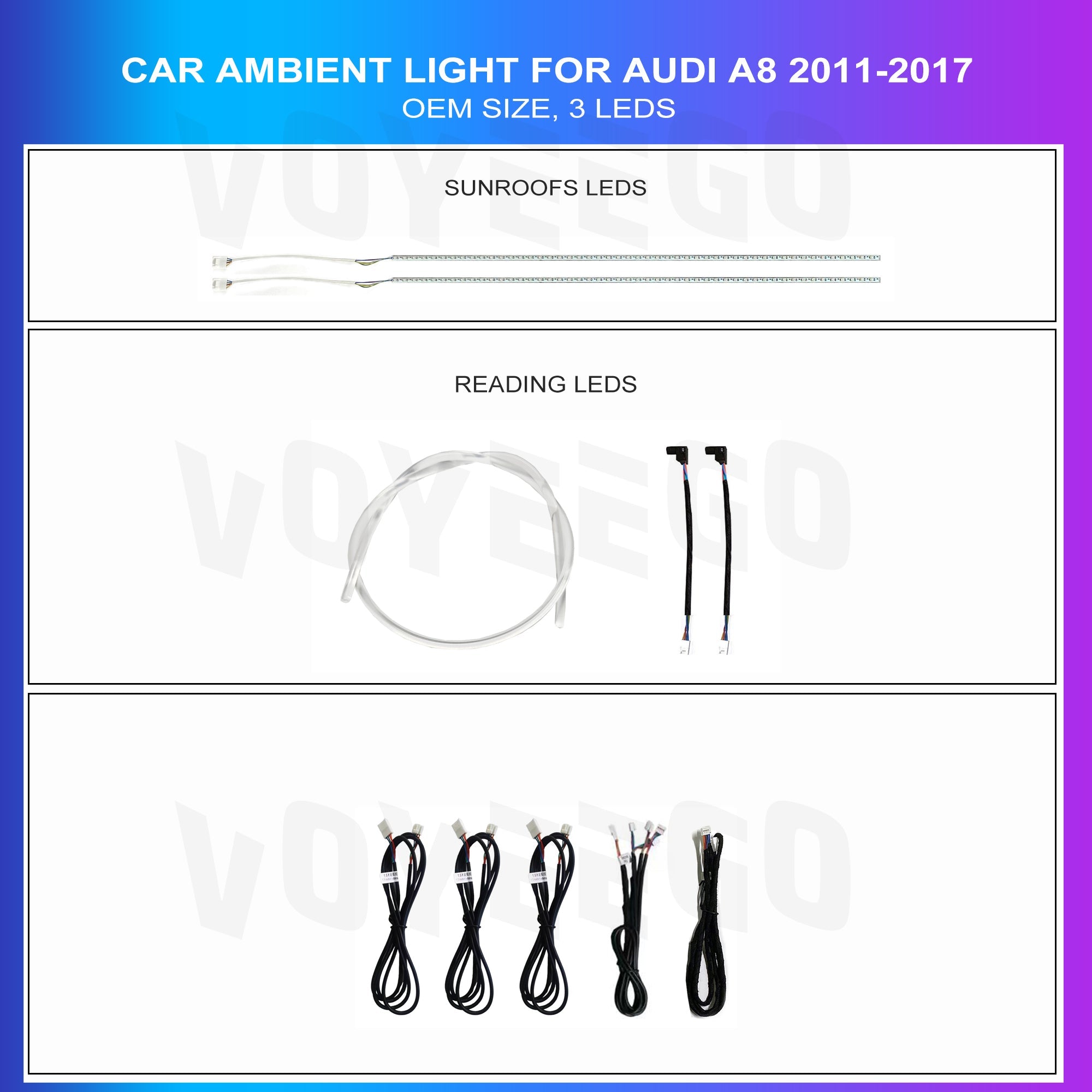 A8 4H 2011-2017 Sunroof and Reading Lighting | 3 Leds