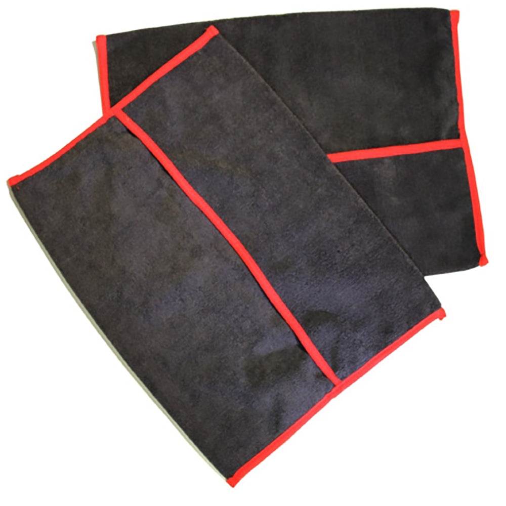 Autofiber Pocket Wheel Cloths - 16" x 24", Black w/ Red Edges (2 pack)