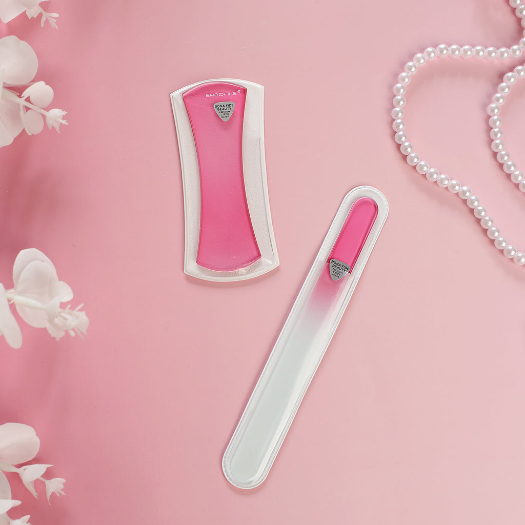 Bow Ergo Czech Glass Nail Duo Set in Pink