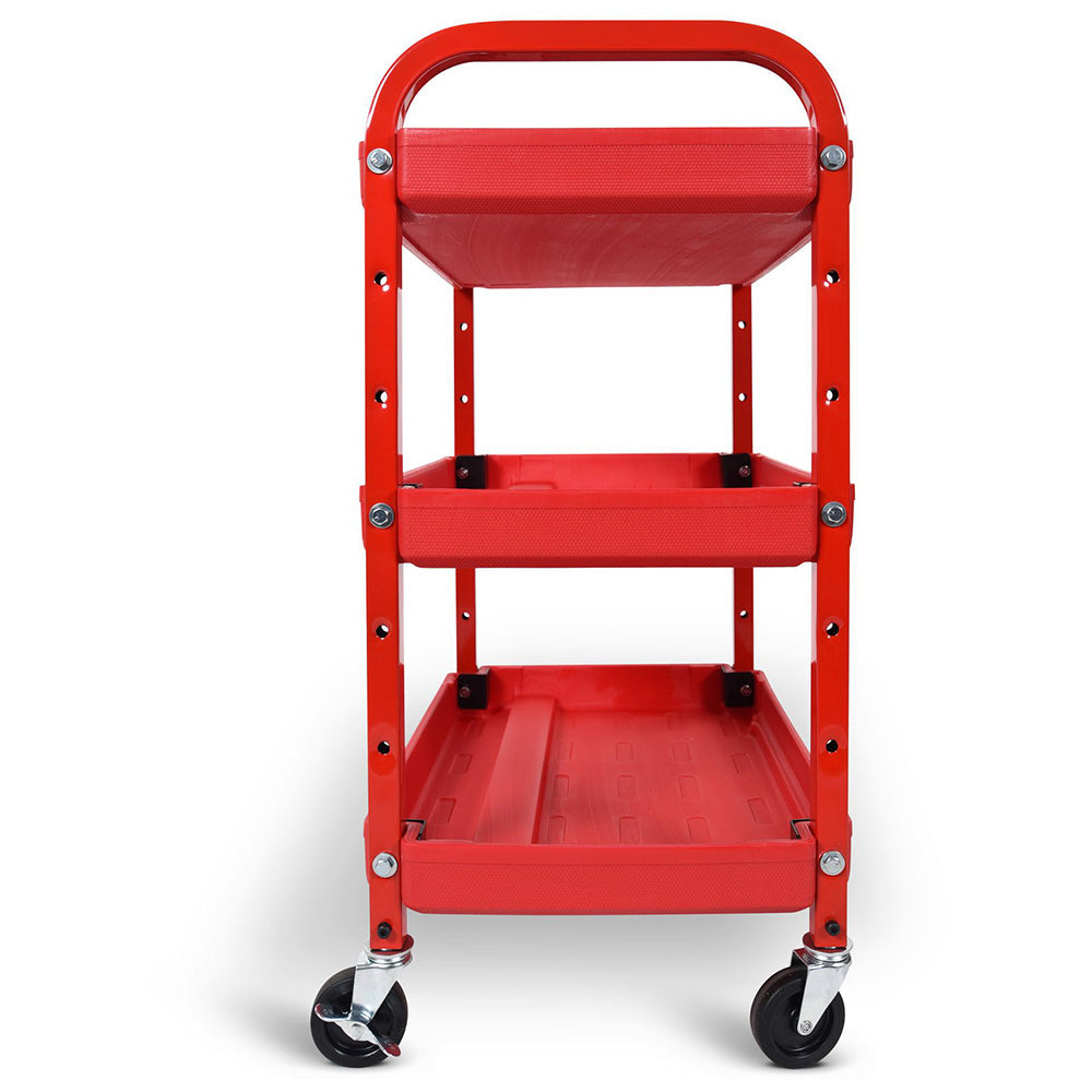 Luxor Three-Shelf Adjustable Utility Cart - Red