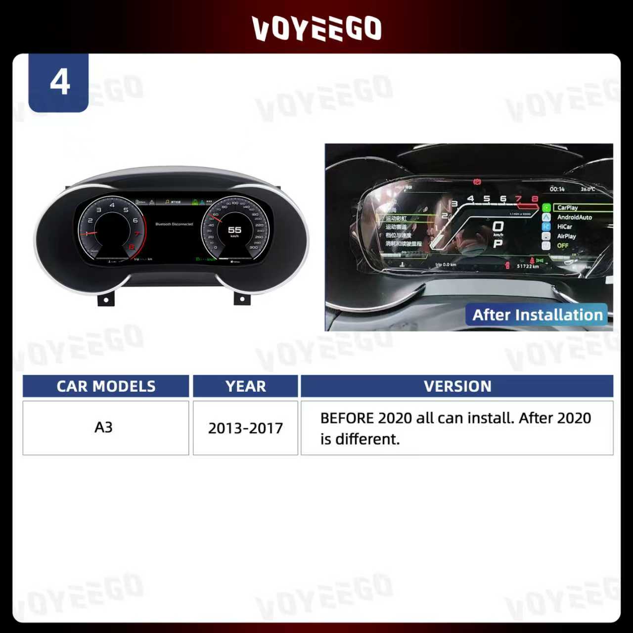 A3 8V 2013-2017 Digital LCD Cluster