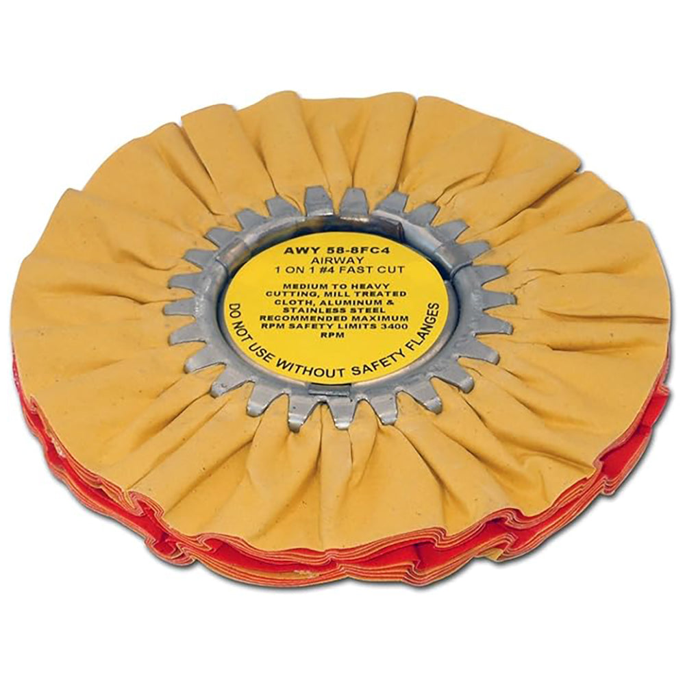 Zephyr Airway Buffing Wheel, 8" - Yellow/Orange, 1 on 1 #4 Fast Cut