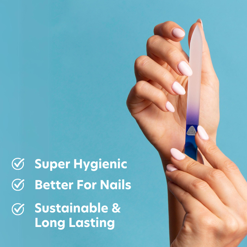 Single Czech Glass Nail File in Blue with Hard Case