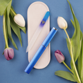 Single Czech Glass Nail File in Blue with Hard Case