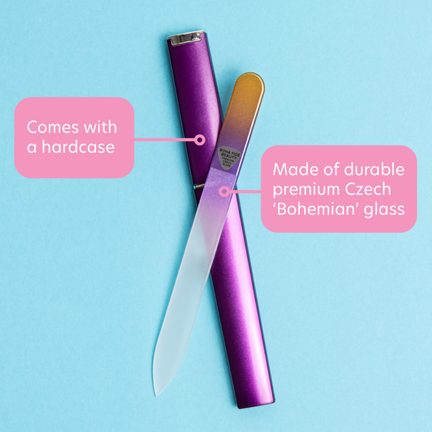 Single Czech Glass Nail File in Gold/Violet with Hard Case