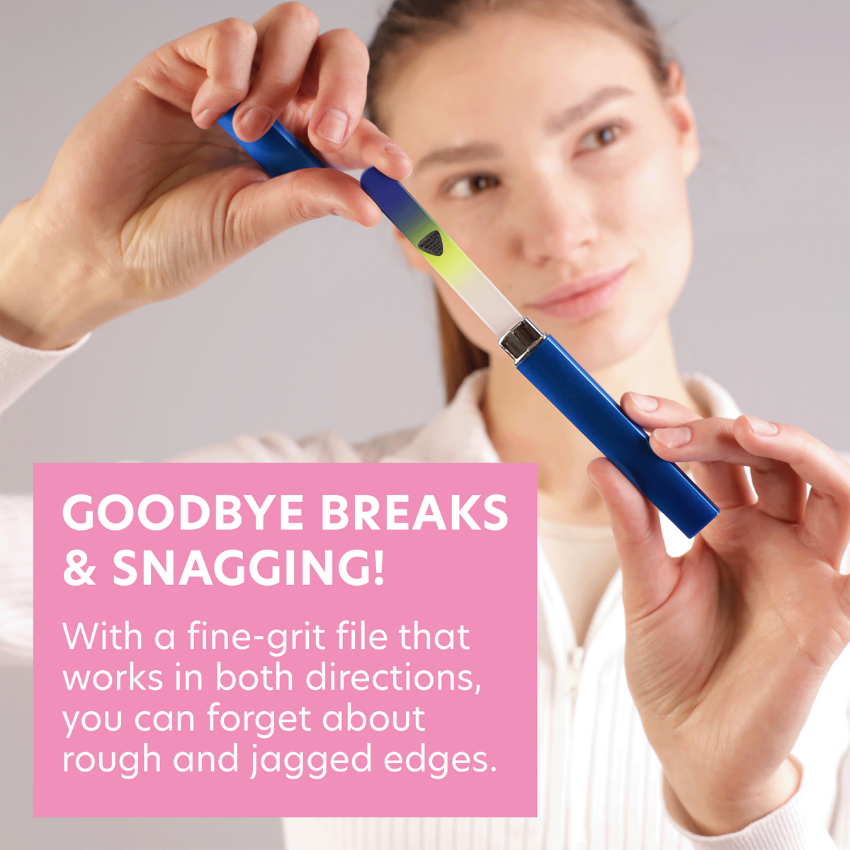 Single Czech Glass Nail File in Cobalt/Neon with Hard Case