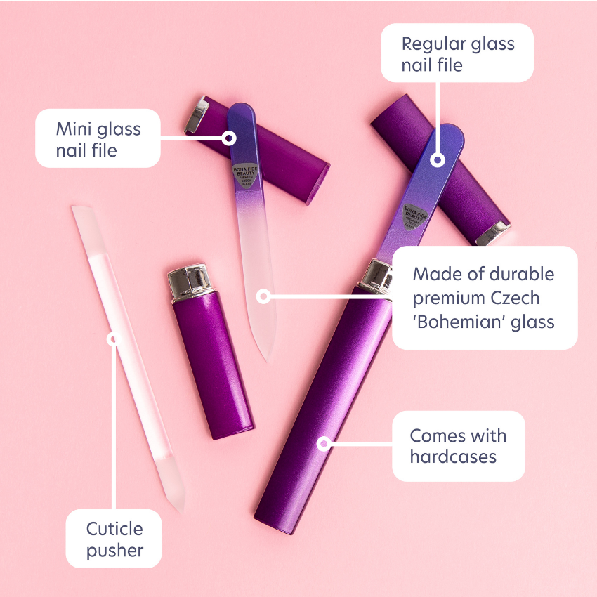 3-Piece Czech Glass Manicure Set in Violet