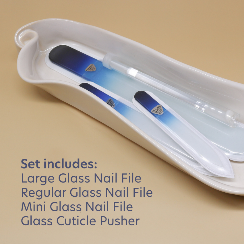 4-Piece Czech Glass Manicure & Pedicure Set in Cobalt