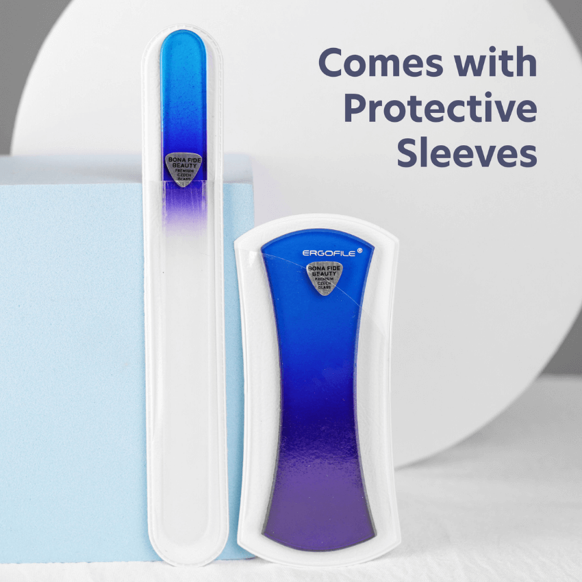 Bow Ergo Czech Glass Nail File Duo Set in Cobalt
