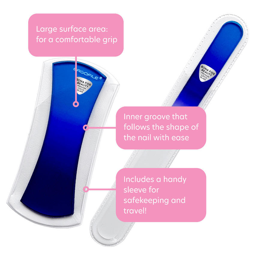 Bow Ergo Czech Glass Nail File Duo Set in Cobalt