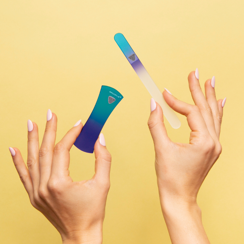 Bow Ergo Czech Glass Nail File Duo Set in Cobalt