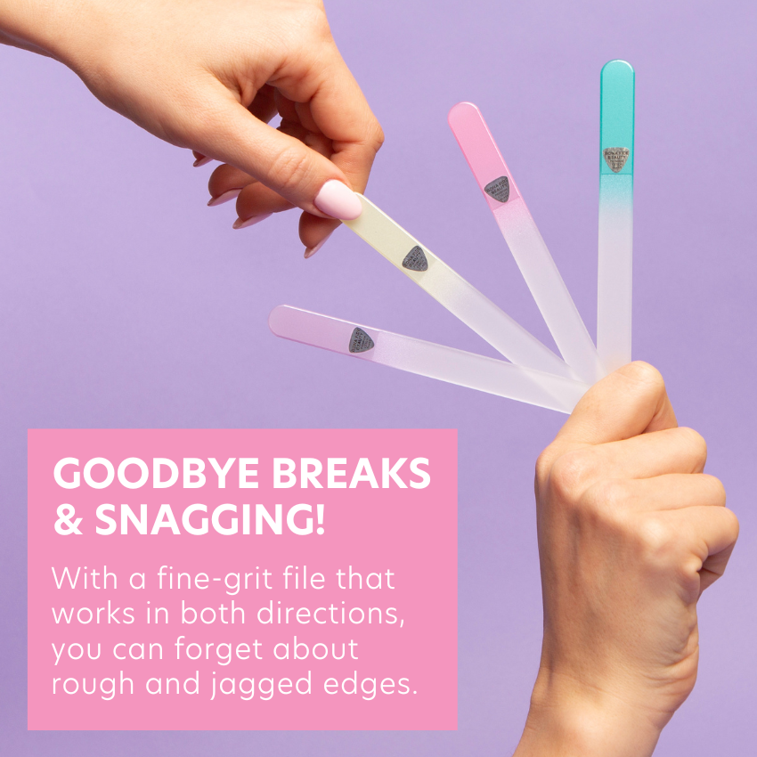 4-Pack Pastel Czech Glass Nail Files With Sleeves