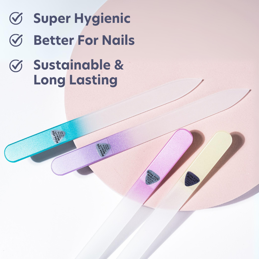 4-Pack Pastel Czech Glass Nail Files With Sleeves