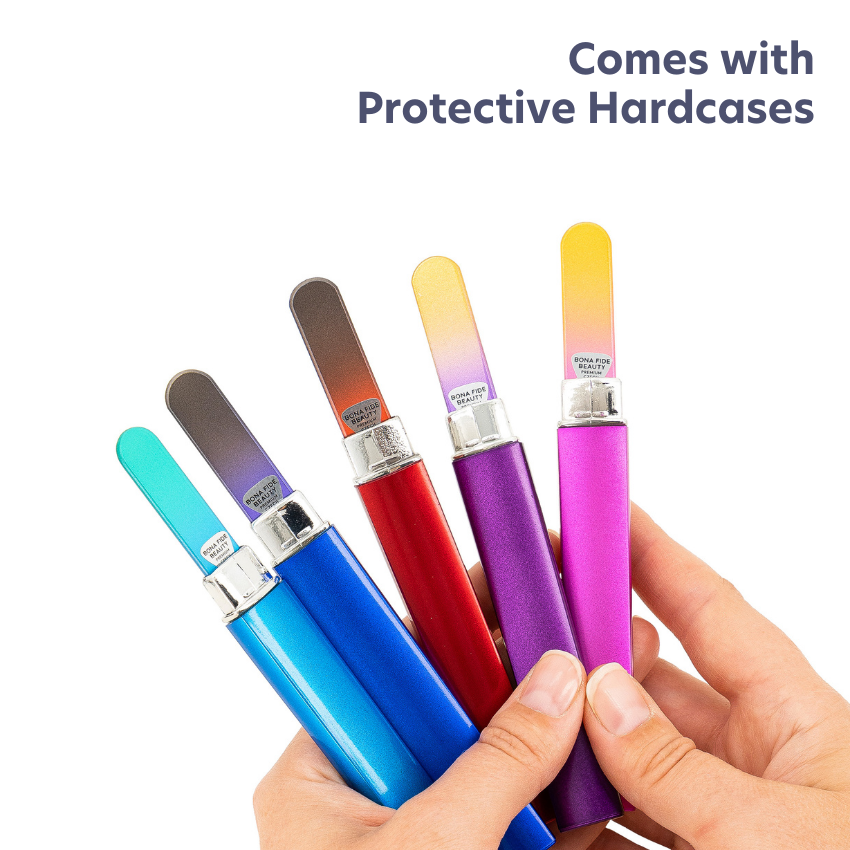 5-Pack Czech Glass Nail Files in Hard Cases - Serenity Set