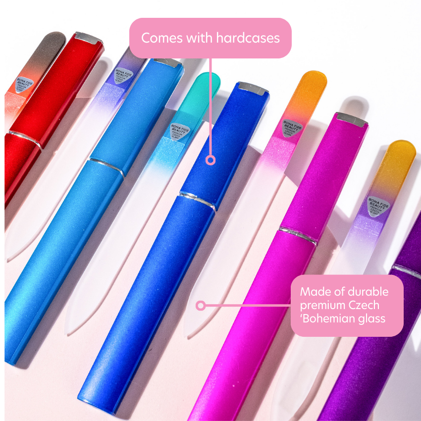 5-Pack Czech Glass Nail Files in Hard Cases - Serenity Set