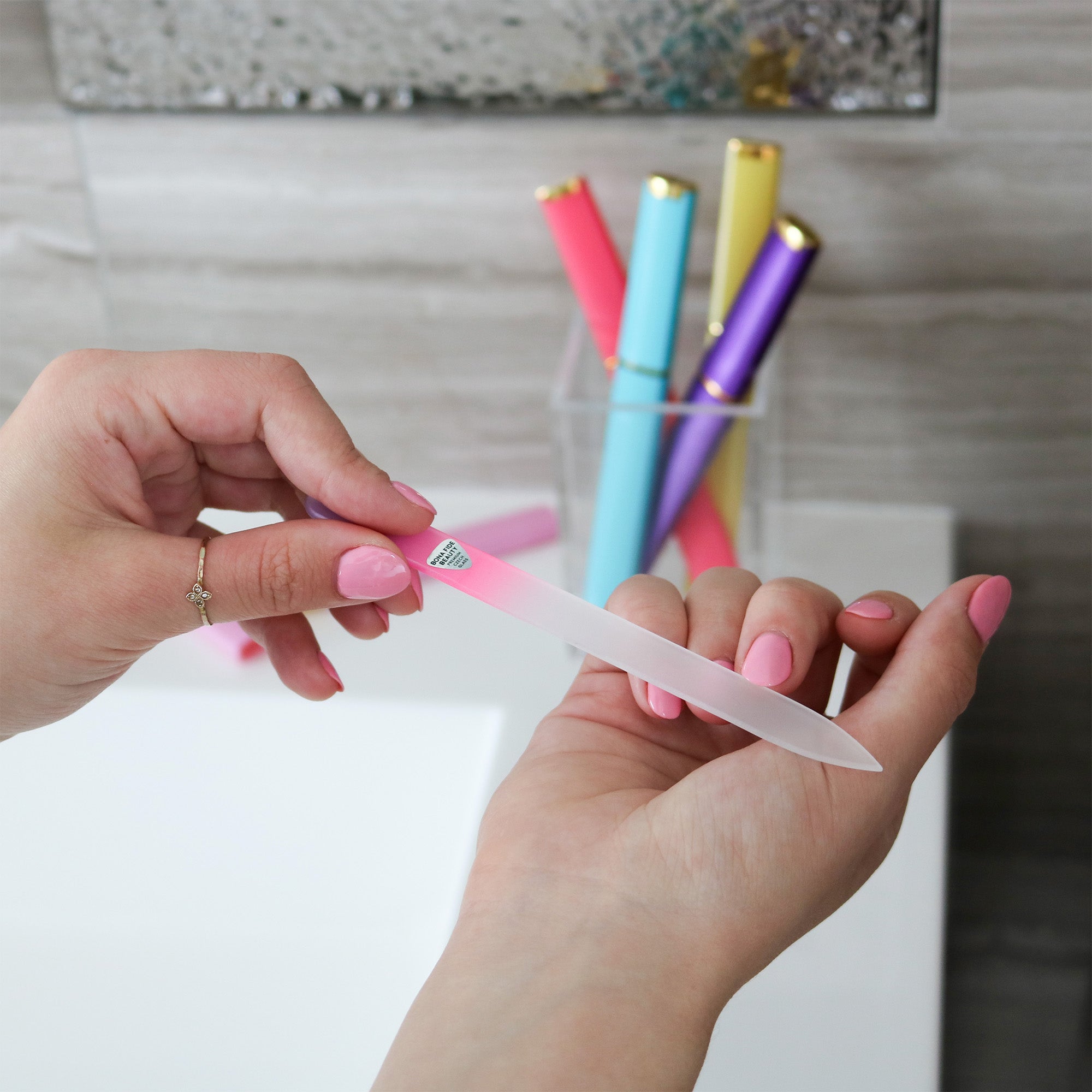 5-Pack Czech Glass Nail Files in Hard Cases - Sunset Drive