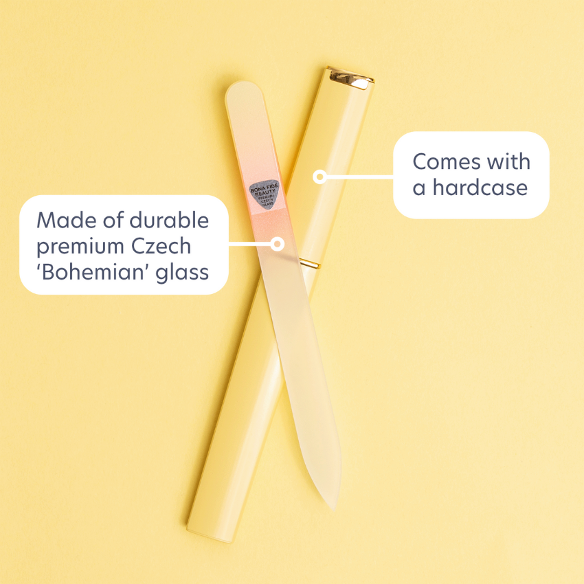 Single Czech Glass Nail File in Yellow/Orange with Hard Case