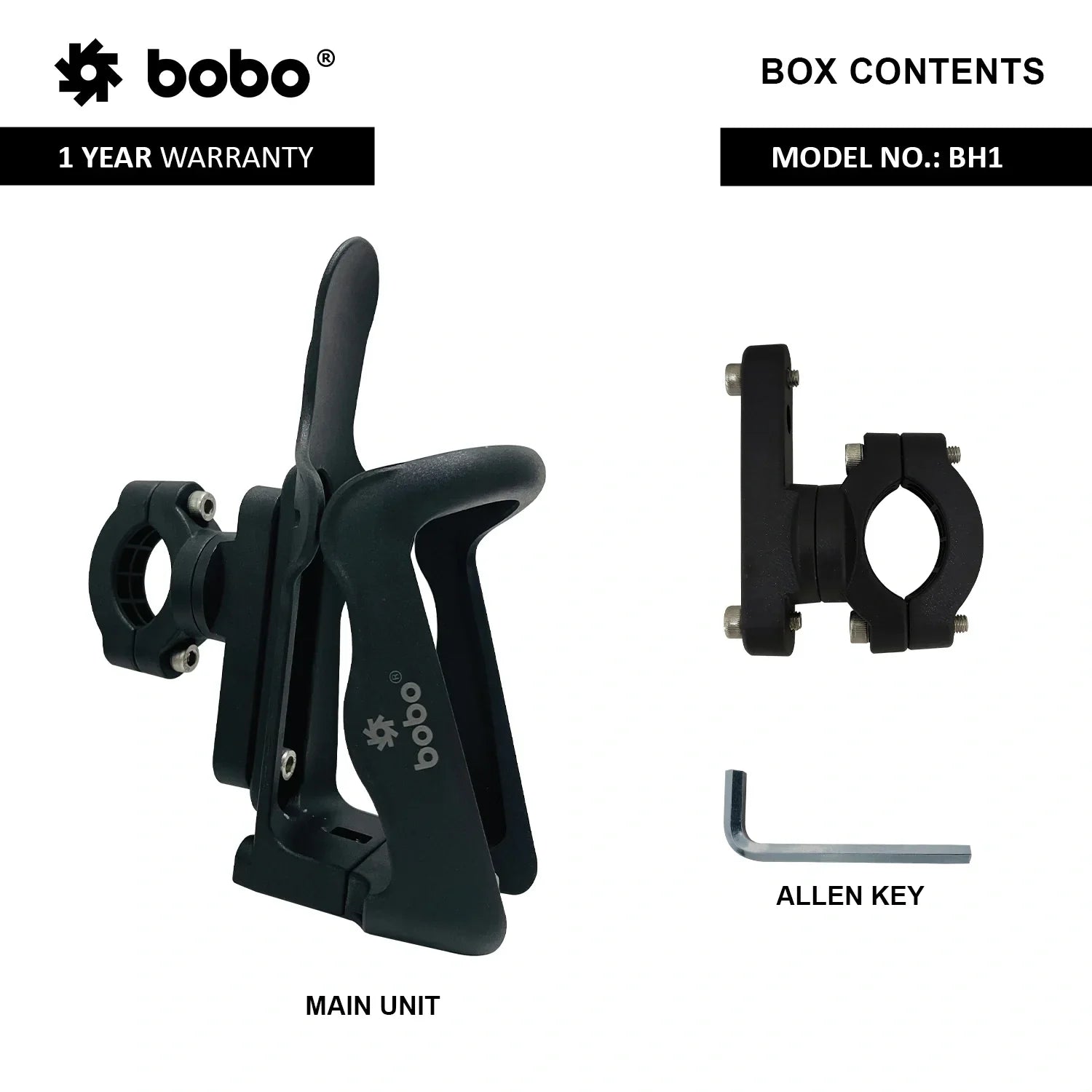 BOBO BH1 Universal Motorcycle Bottle Holder, Black