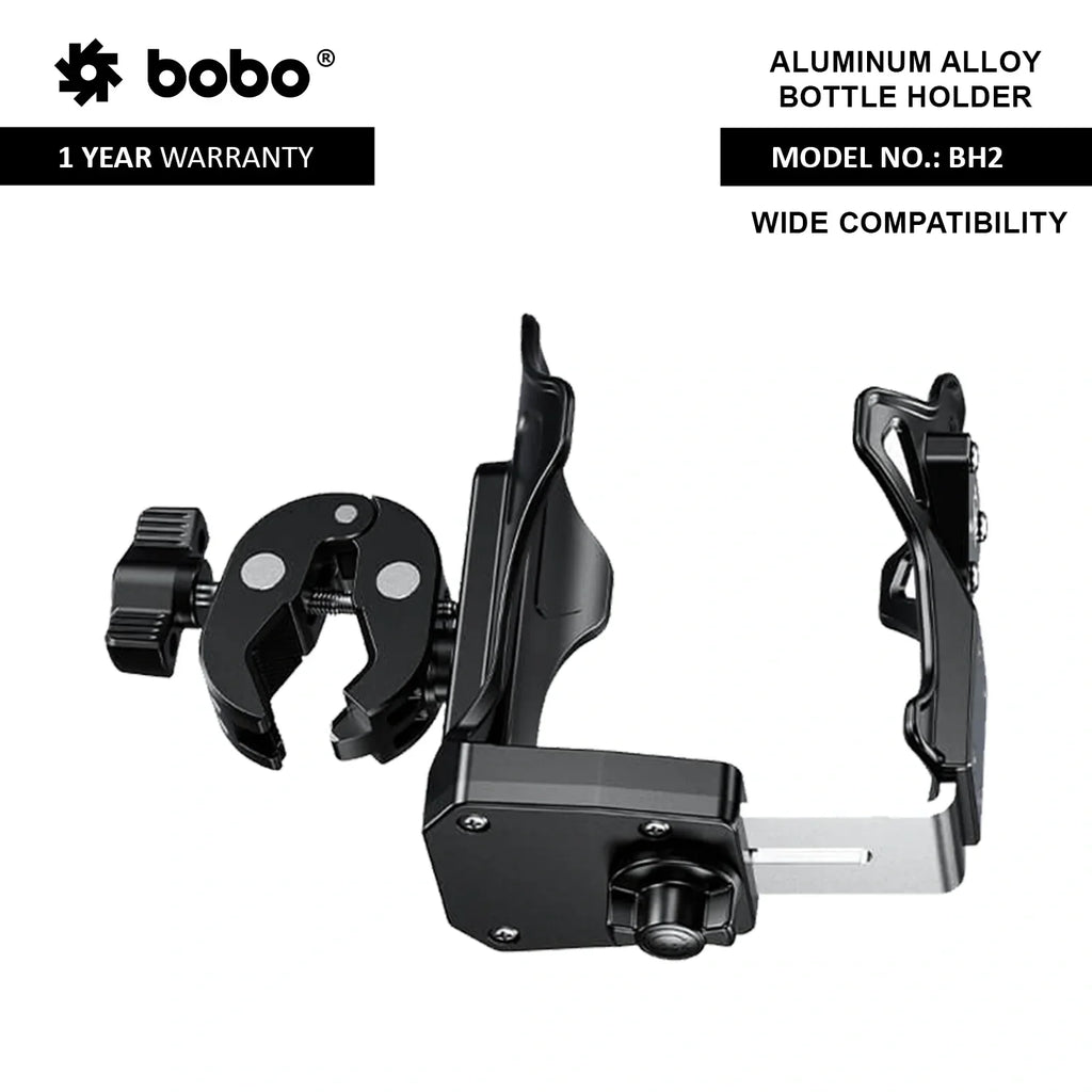 BOBO BH2 Universal Motorcycle Bottle Holder, Black