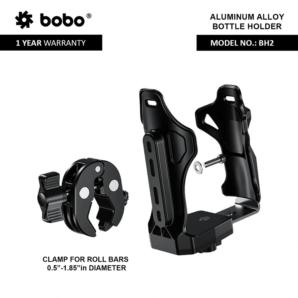 BOBO BH2 Universal Motorcycle Bottle Holder, Black