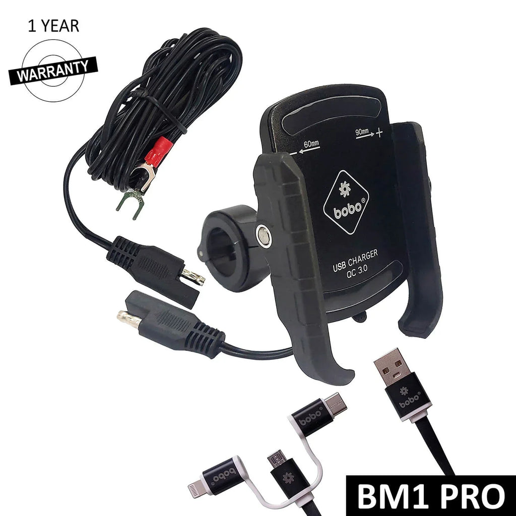 BOBO BM1 PRO Phone Holder with USB 3.0 Charger & SAE Connector